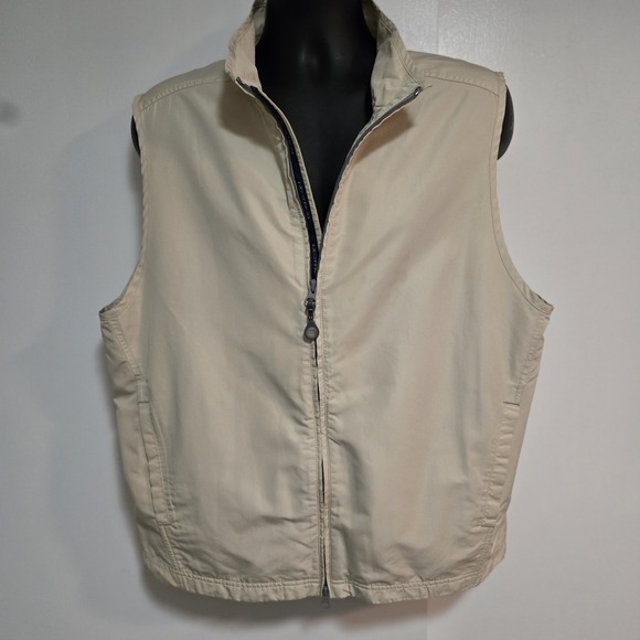 ExOfficio Size L Mens Cargo Travel Utility Full Zip Vest Beige‎ Zip Pockets - Picture 1 of 7